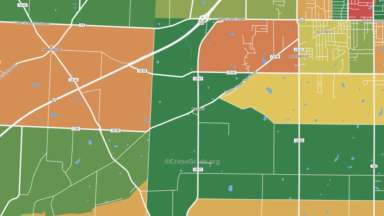 Maximo, OH Map of Assault Rates