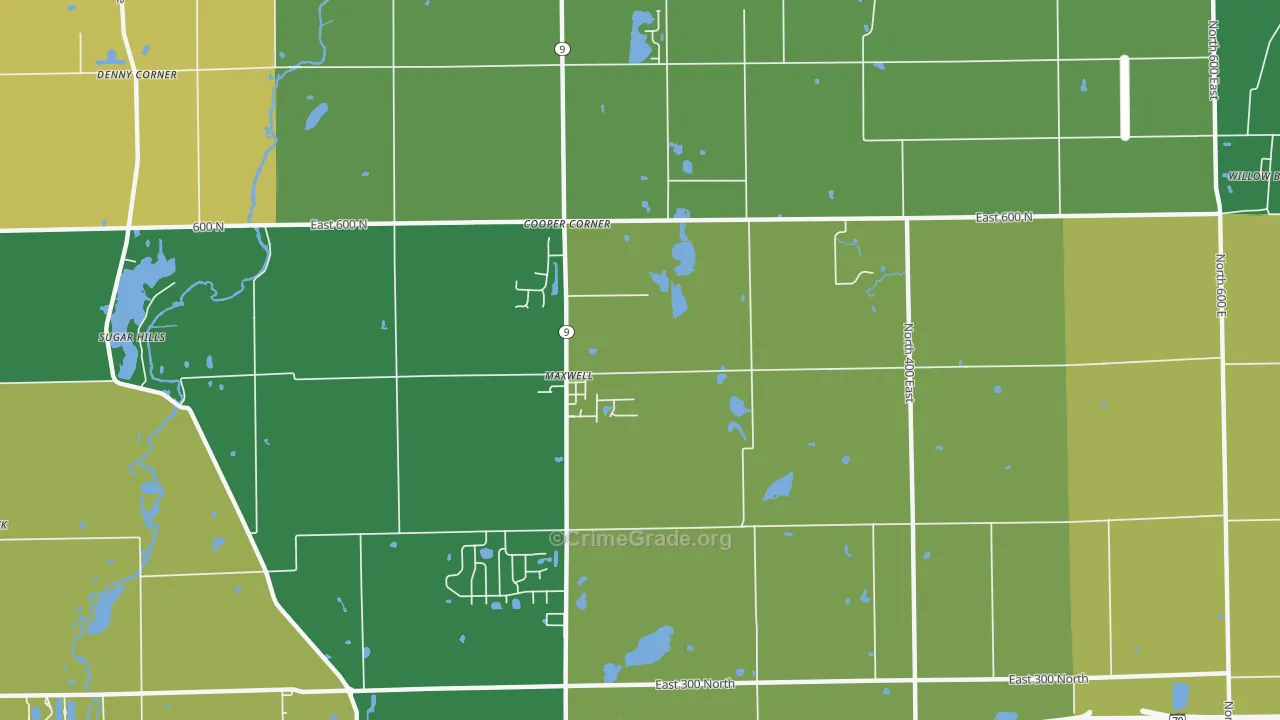 Maxwell, IN Map of Assault Rates