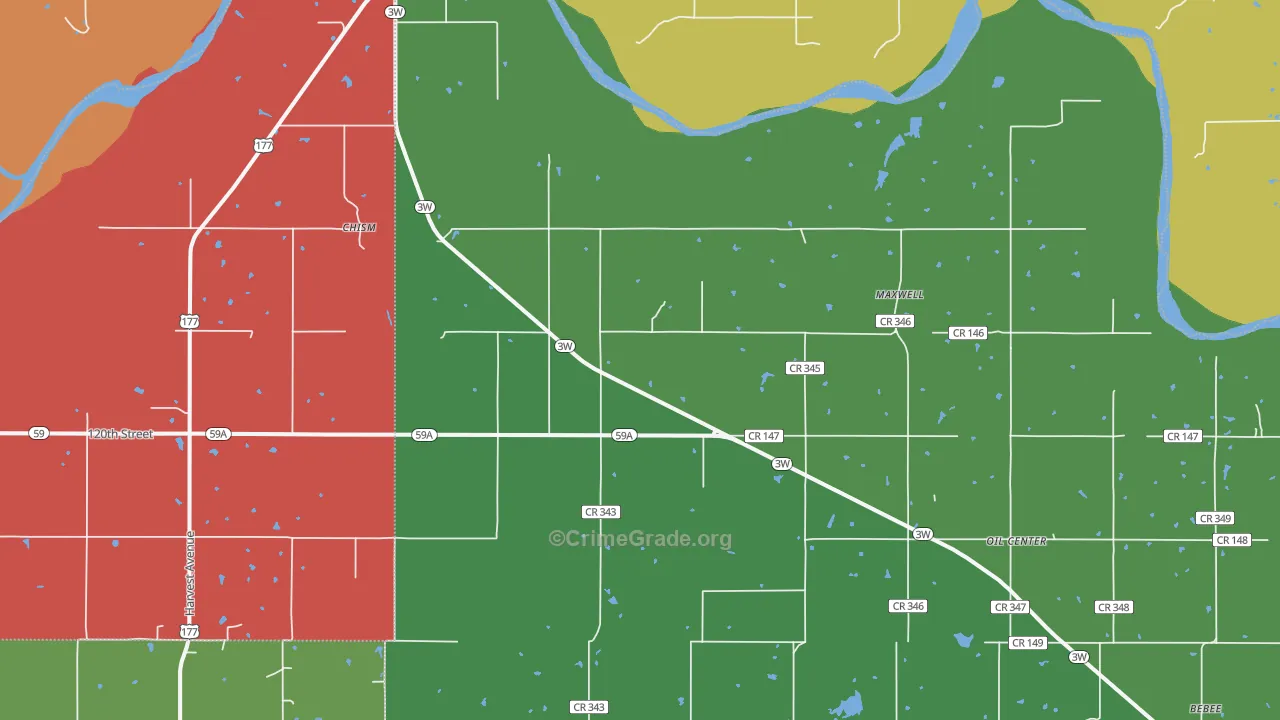 Maxwell, OK Map of Assault Rates