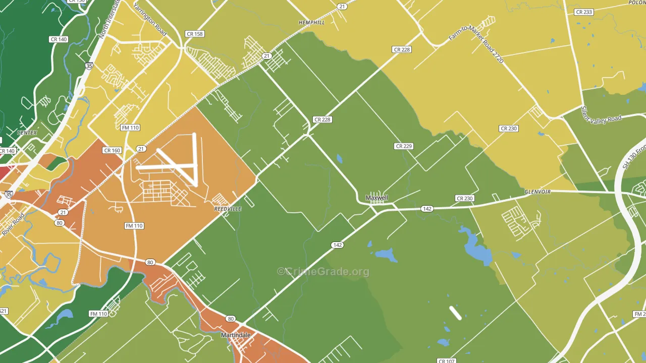 Maxwell, TX Map of Assault Rates