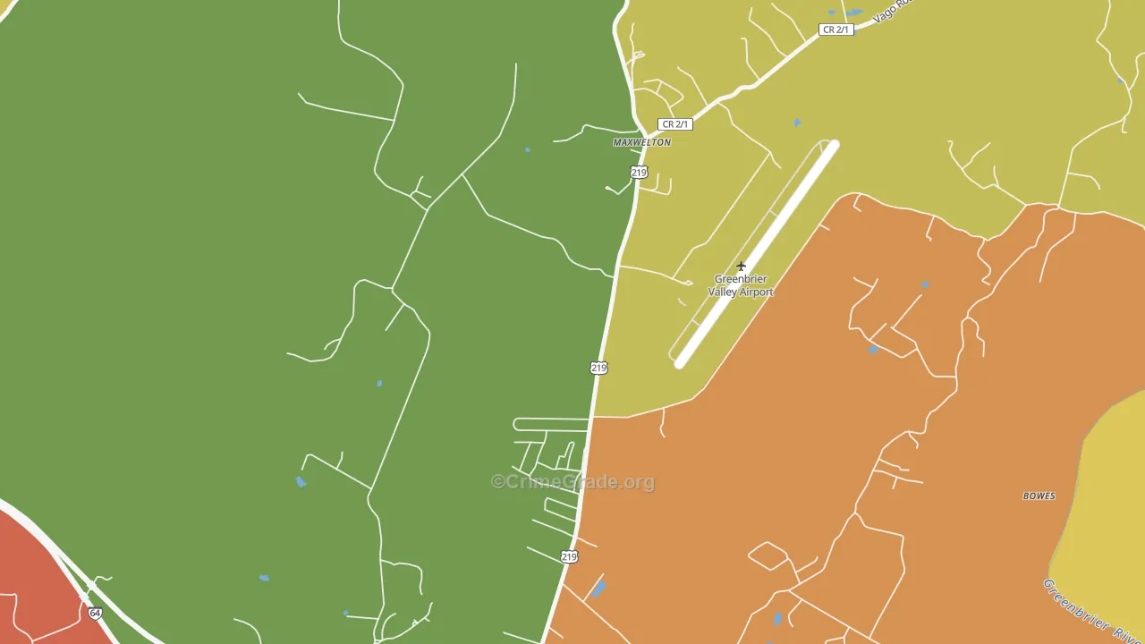 Maxwelton, WV Map of Assault Rates