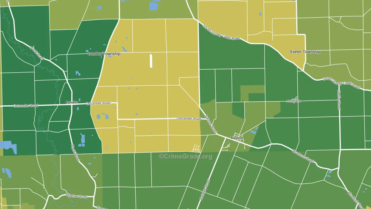 Maybee, MI Map of Assault Rates