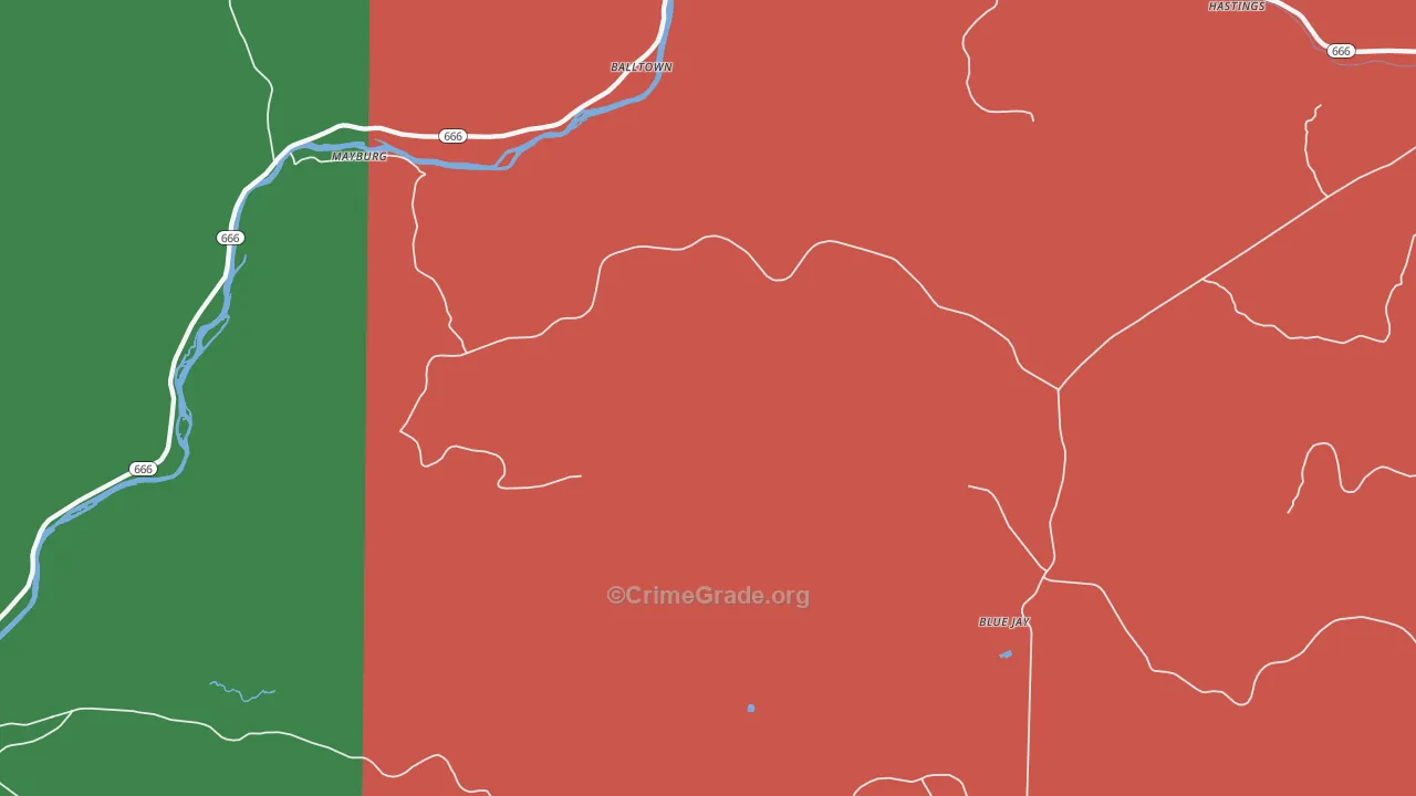 Mayburg, PA Map of Assault Rates