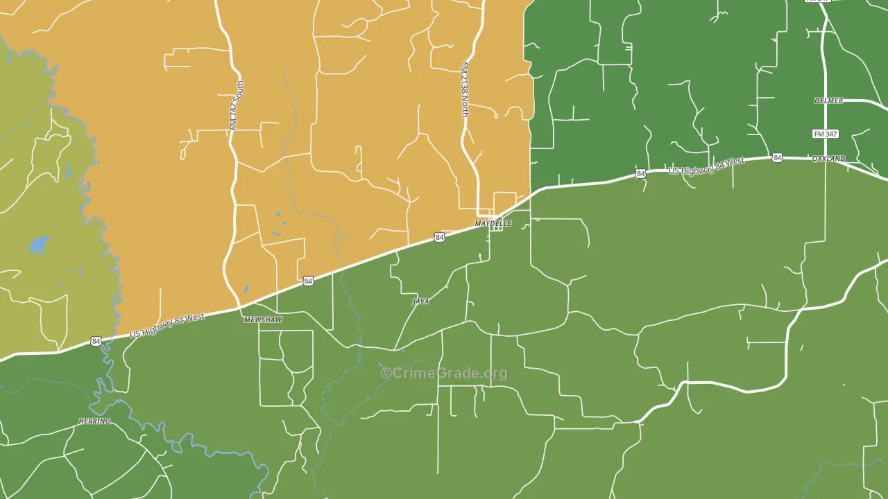 Maydelle, TX Map of Assault Rates