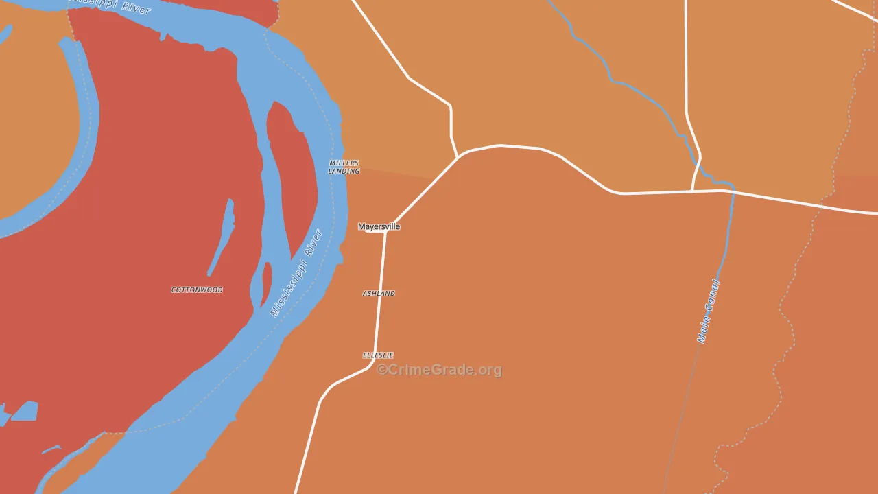 Mayersville, MS Map of Assault Rates