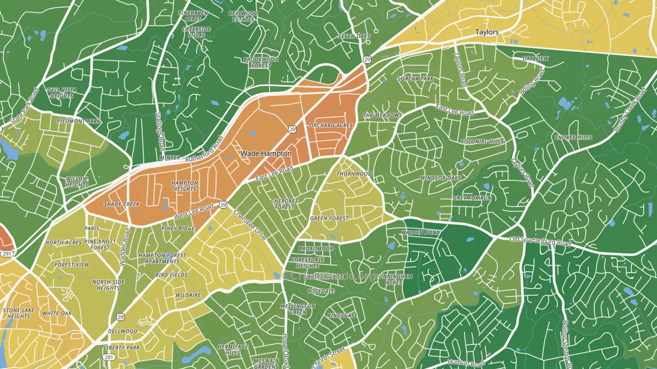 Mayfair Estates, Taylors, SC Map of Assault Rates
