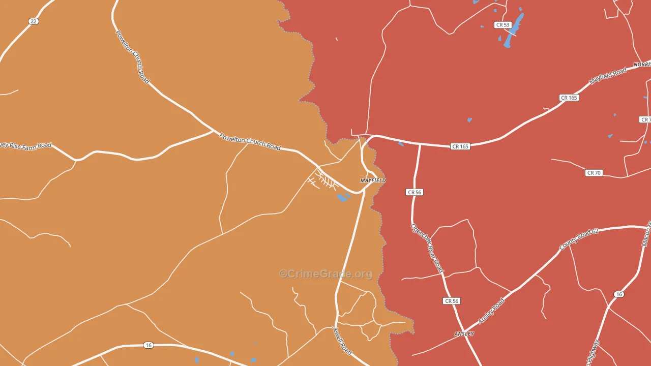 Mayfield, GA Map of Assault Rates