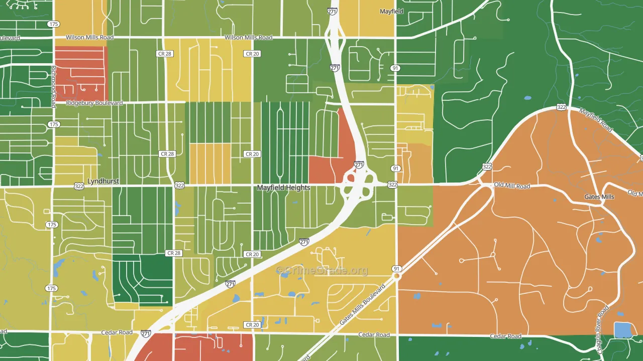 Mayfield Heights, OH Map of Assault Rates