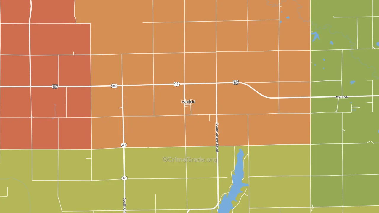 Mayfield, KS Map of Assault Rates