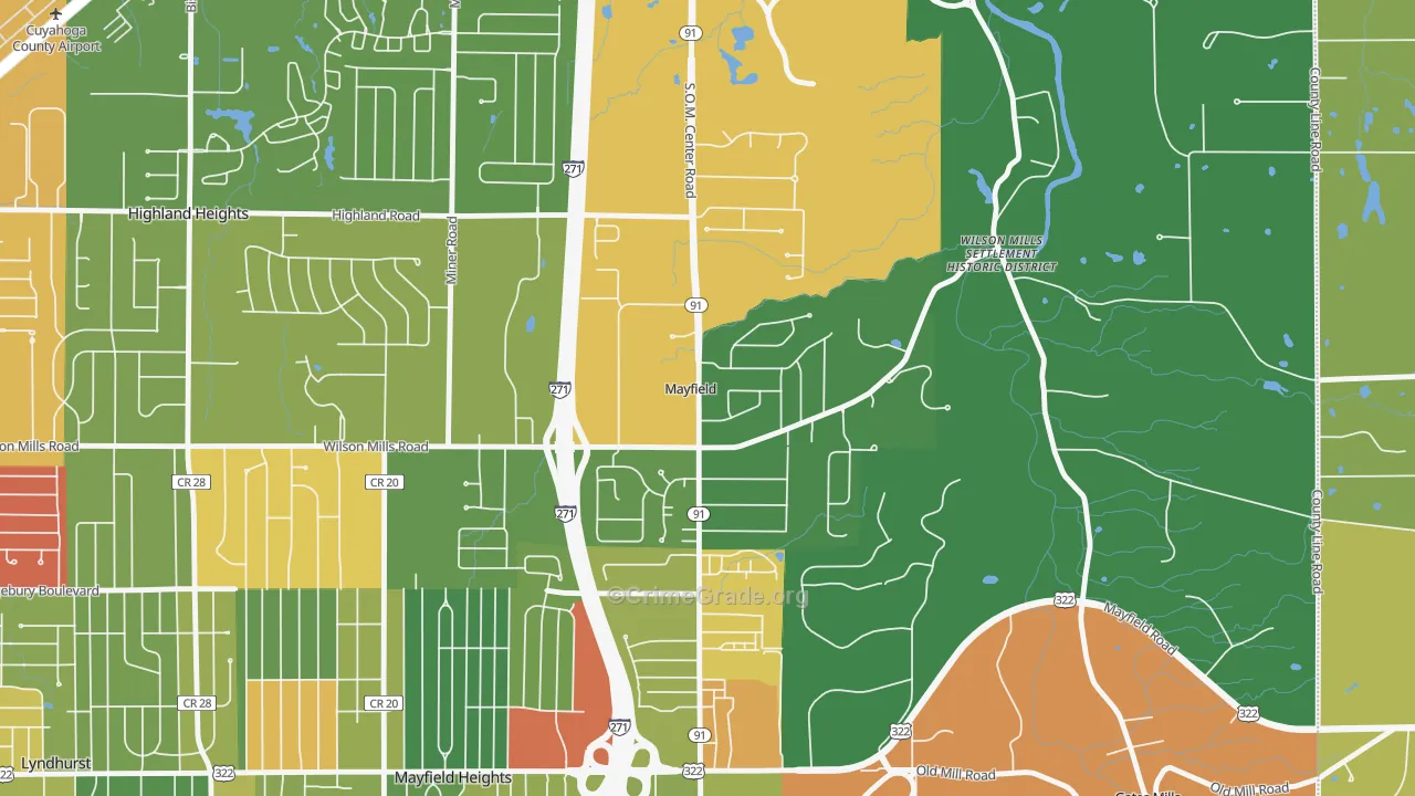 Mayfield, OH Map of Assault Rates