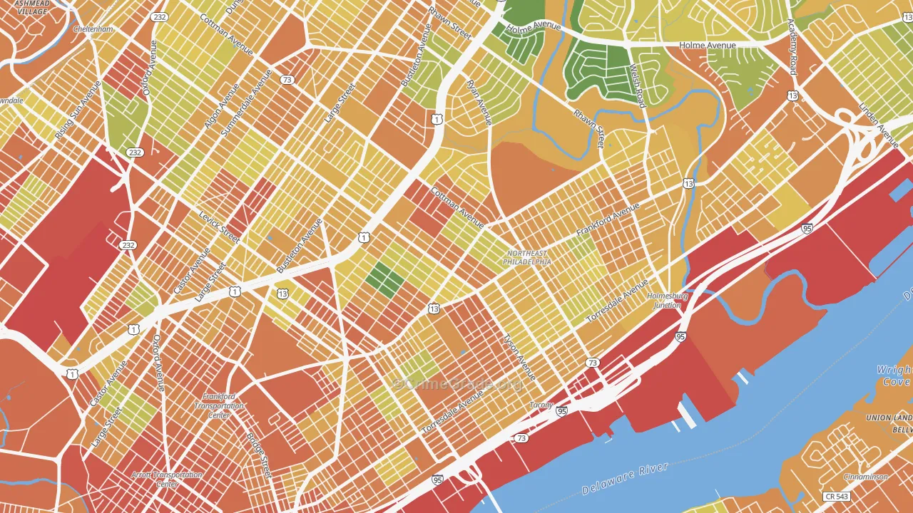Mayfield, Philadelphia, PA Map of Assault Rates