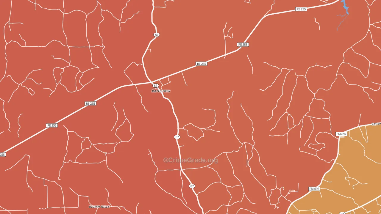 Mayflower, TX Map of Assault Rates