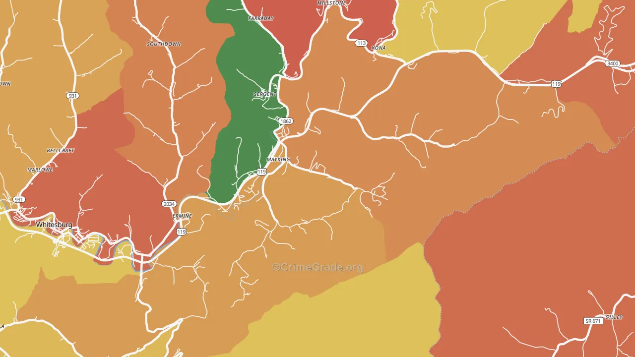 Mayking, KY Map of Assault Rates