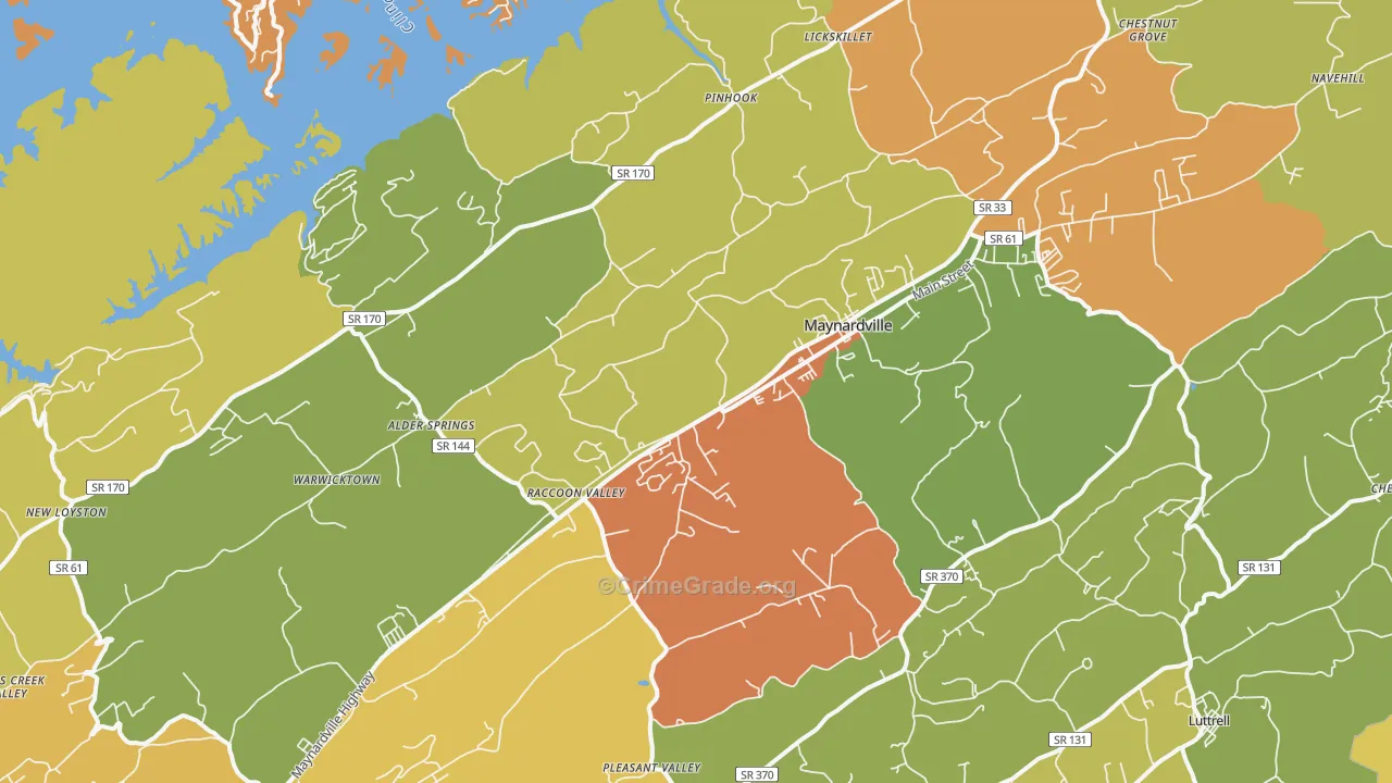 Maynardville, TN Map of Assault Rates