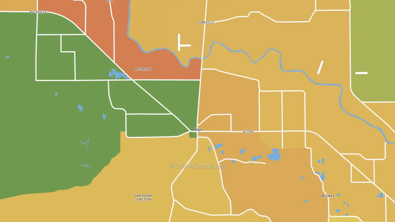 Mayo, FL Map of Assault Rates