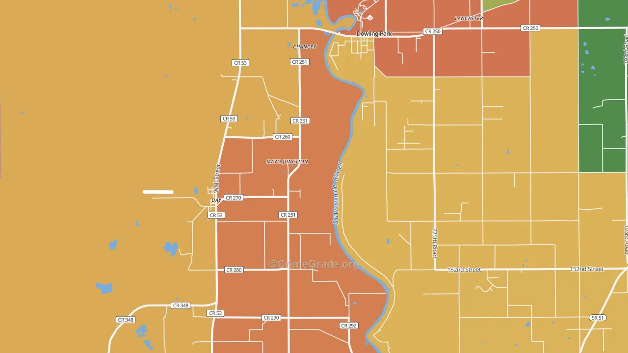 Mayo Junction, FL Map of Assault Rates