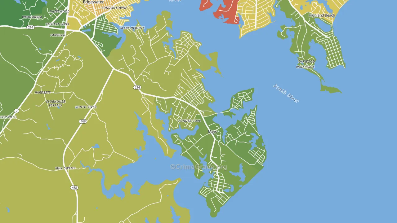 Mayo, MD Map of Assault Rates
