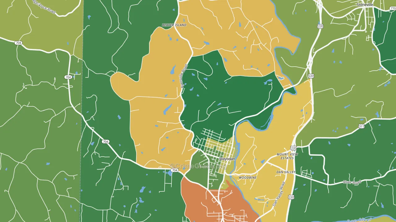 Mayodan, NC Map of Assault Rates