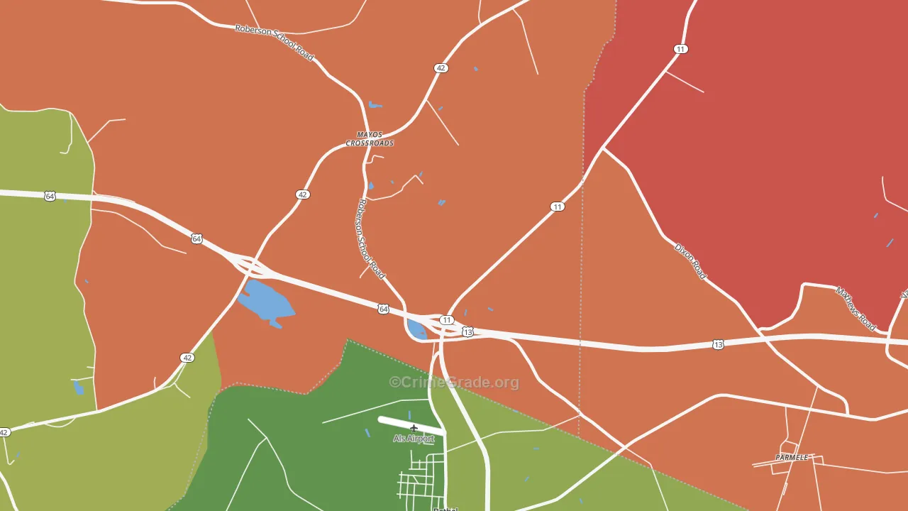 Mayos Crossroads, NC Map of Assault Rates