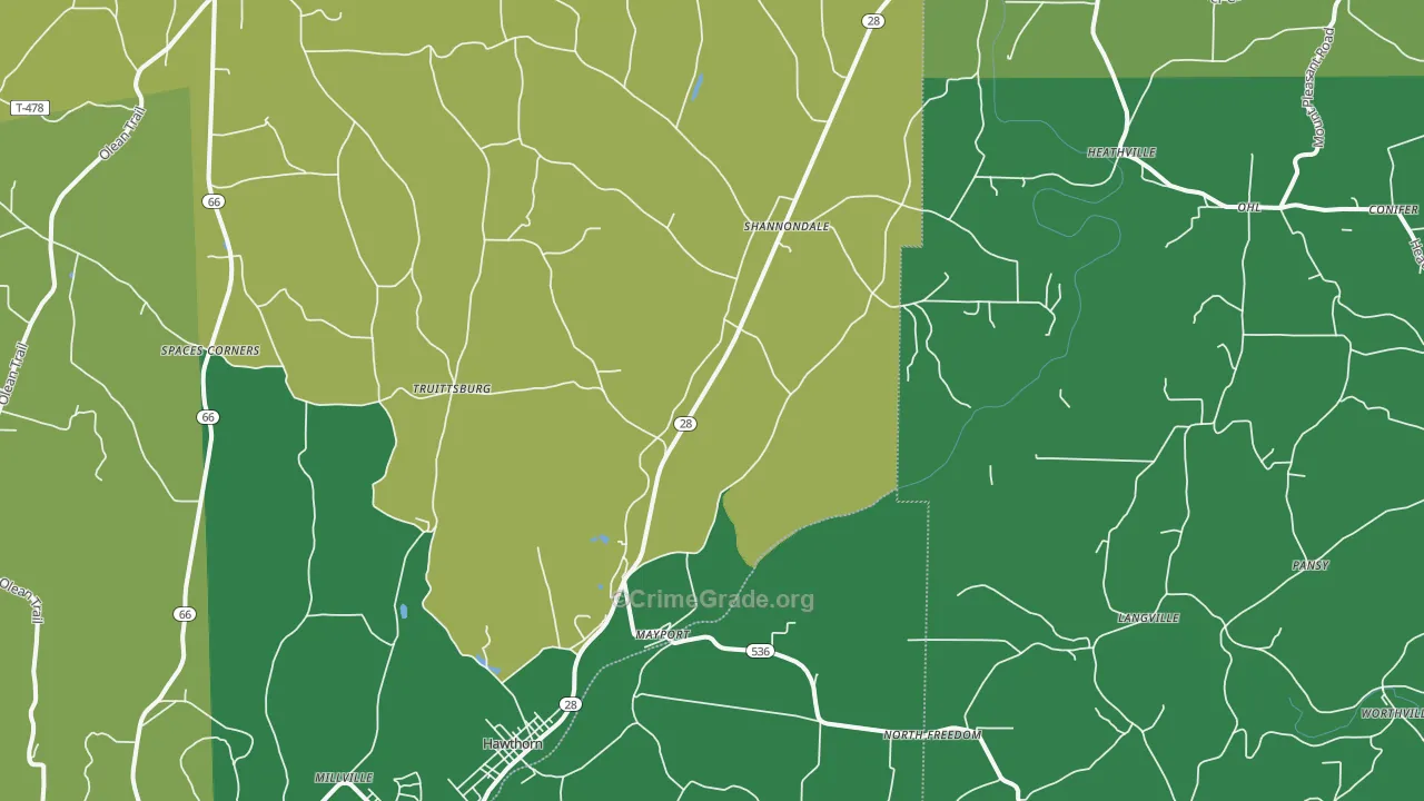Mayport, PA Map of Assault Rates
