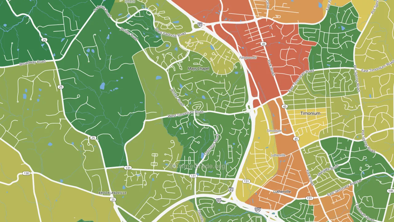 Mays Chapel, MD Map of Assault Rates