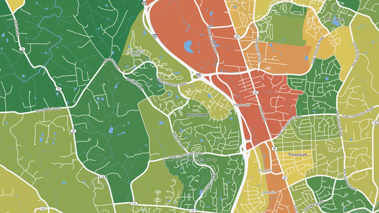 Mays Chapel Village, Mays Chapel, MD Map of Assault Rates