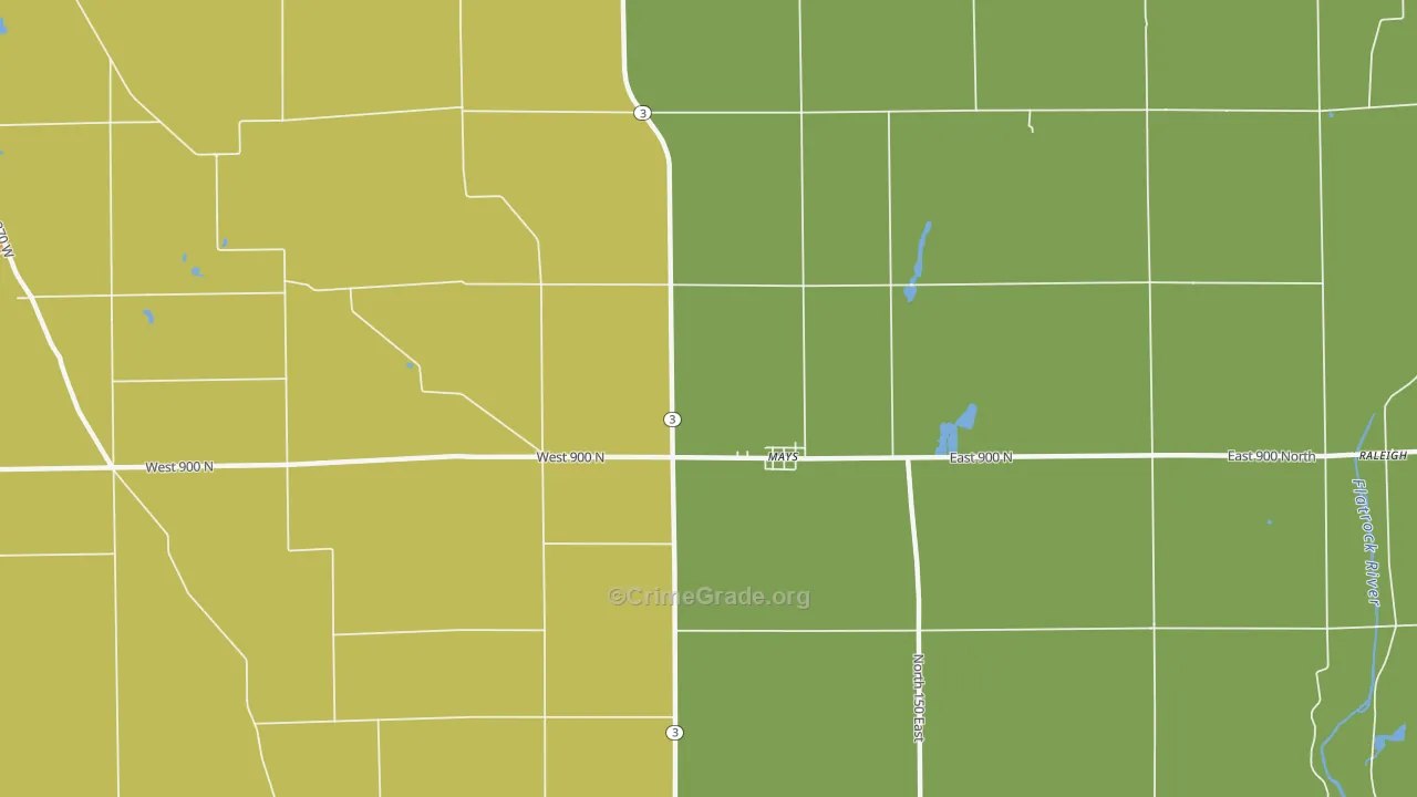 Mays, IN Map of Assault Rates