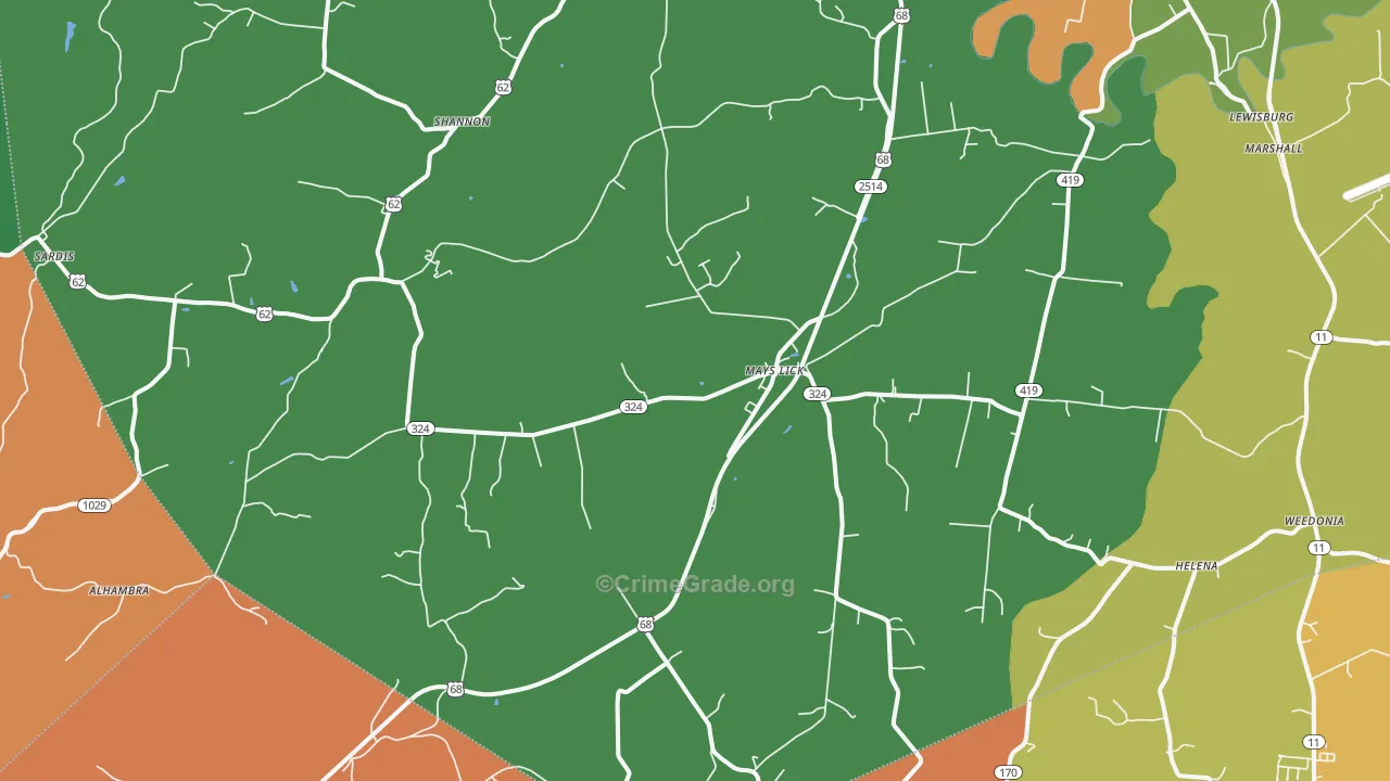 Mays Lick, KY Map of Assault Rates