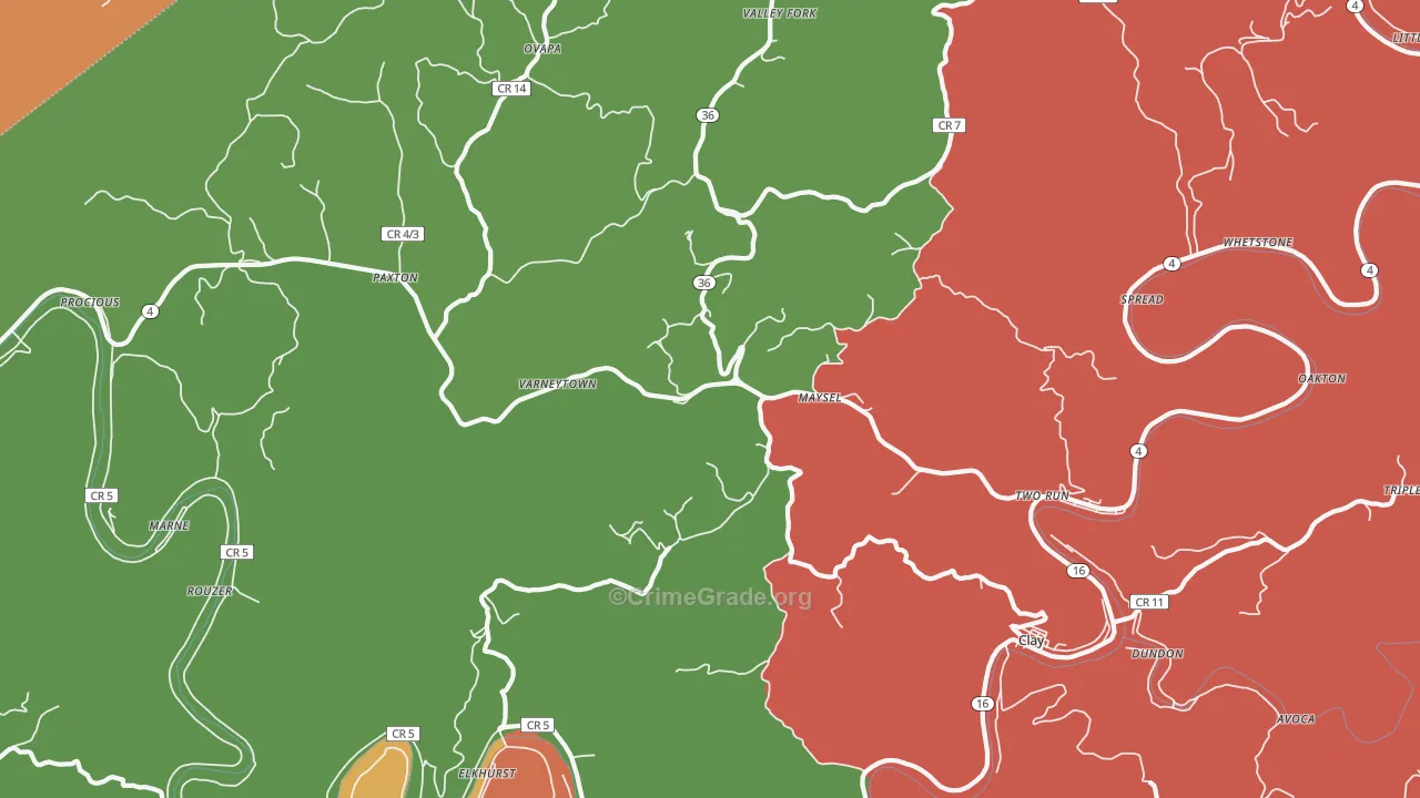 Maysel, WV Map of Assault Rates