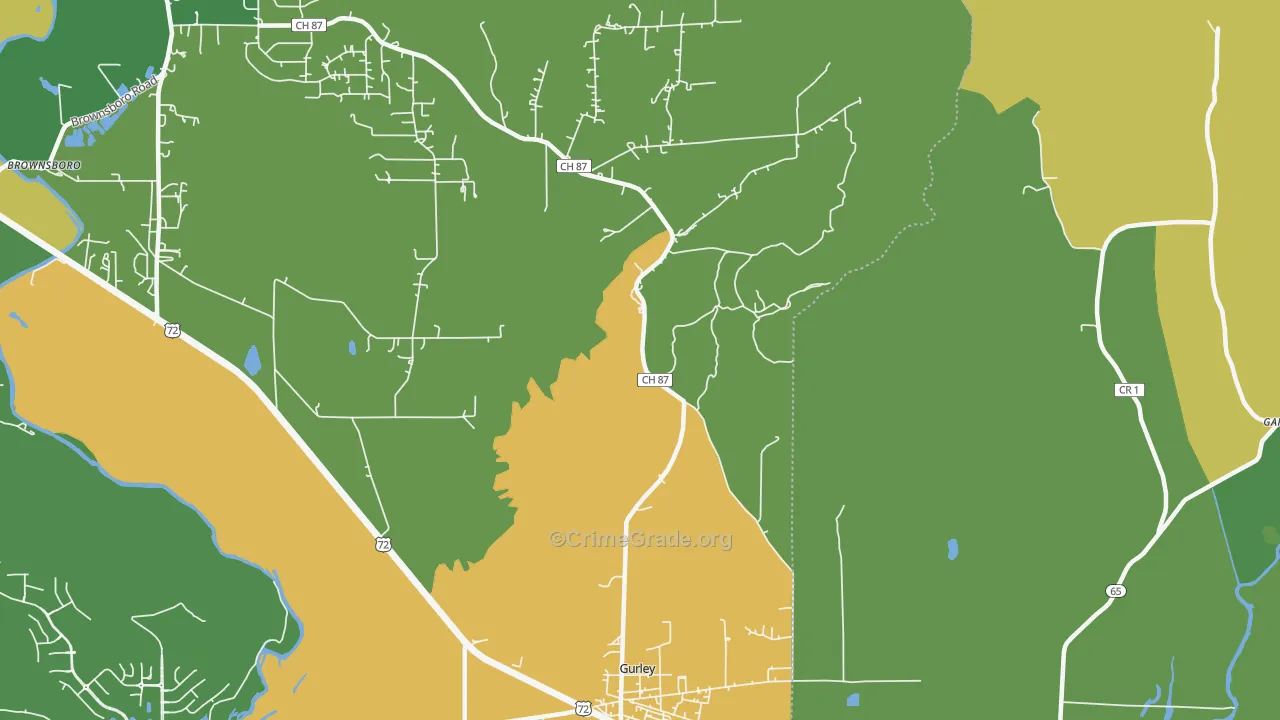Maysville, AL Map of Assault Rates