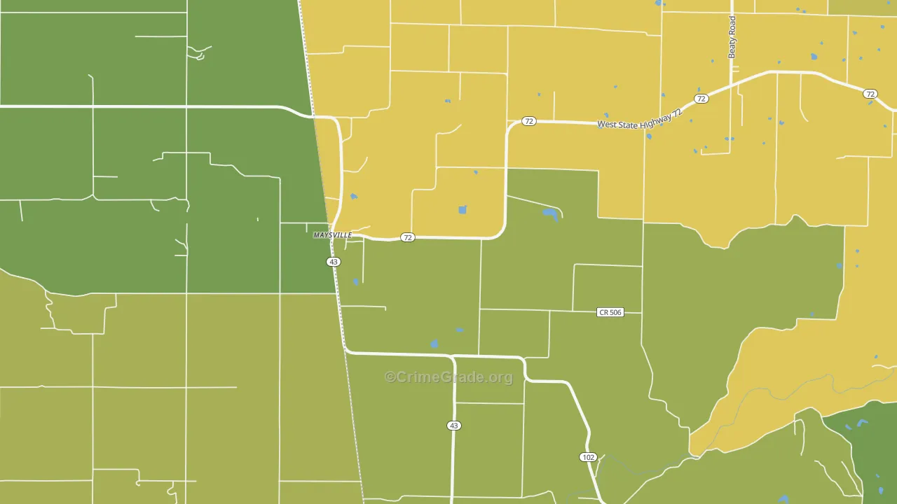 Maysville, AR Map of Assault Rates