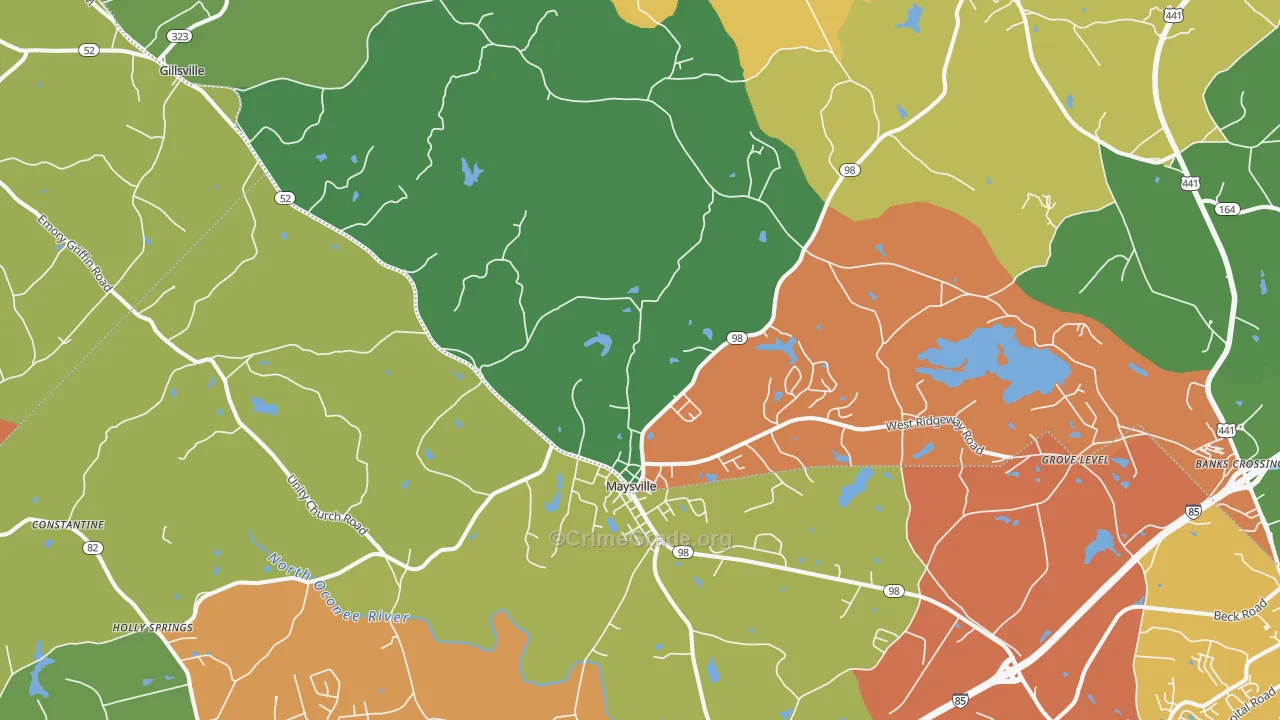 Maysville, GA Map of Assault Rates