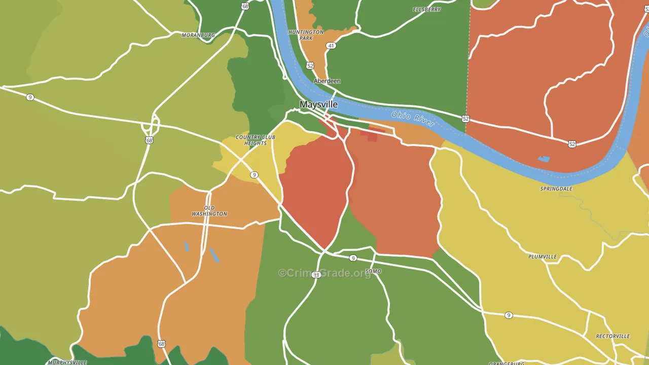 Maysville, KY Map of Assault Rates