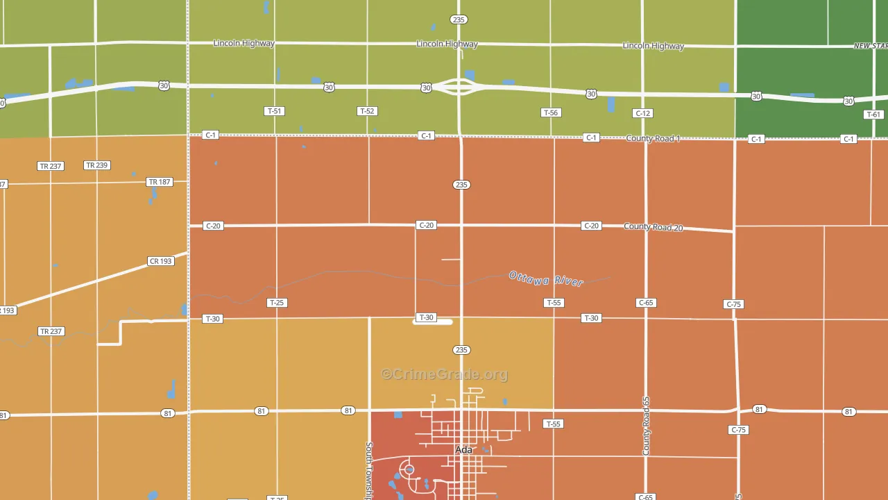 Maysville, OH Map of Assault Rates