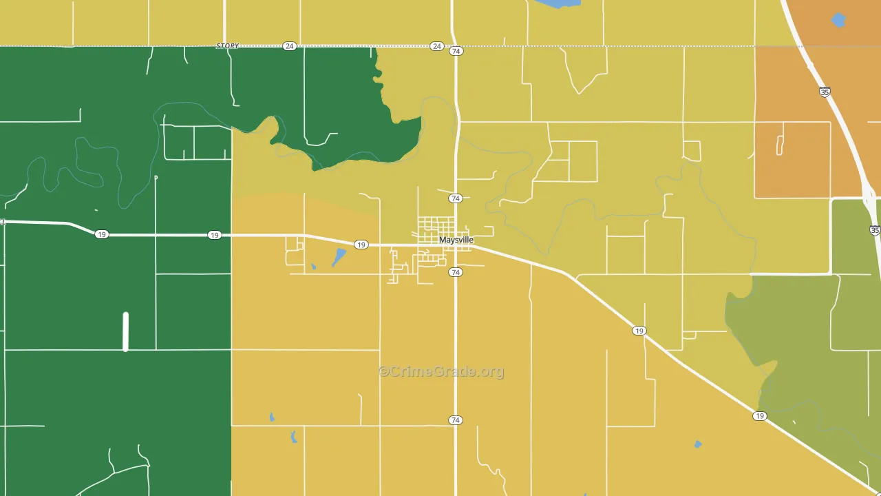 Maysville, OK Map of Assault Rates