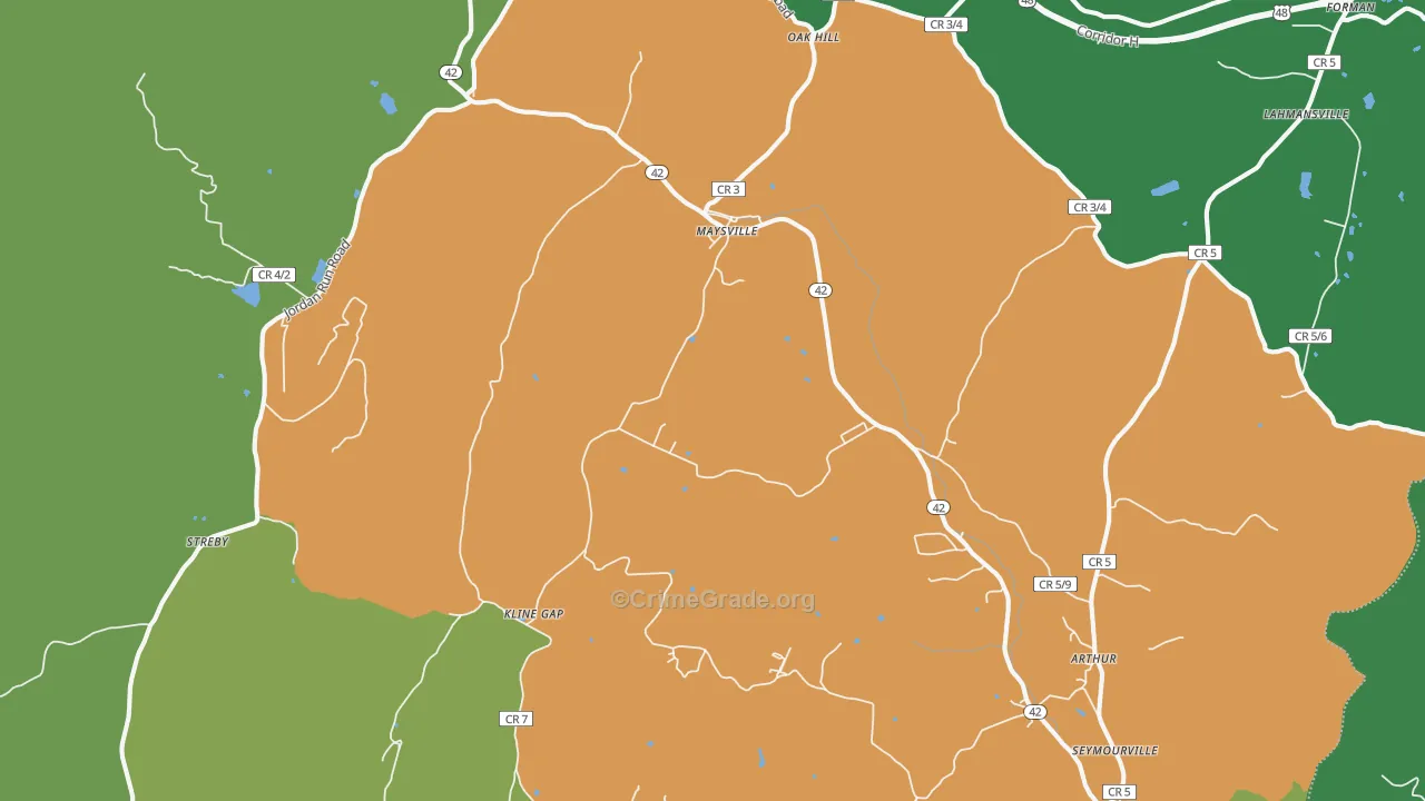 Maysville, WV Map of Assault Rates