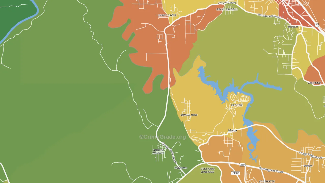 Maytown, AL Map of Assault Rates