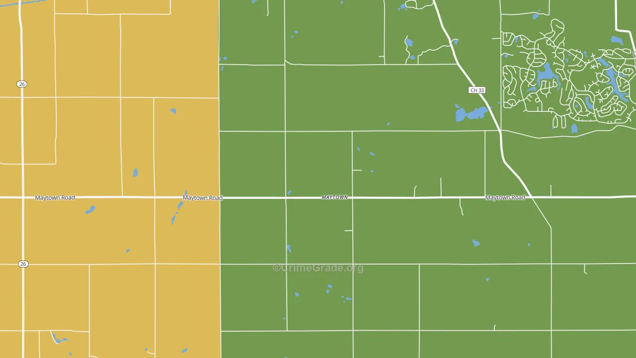 Maytown, IL Map of Assault Rates