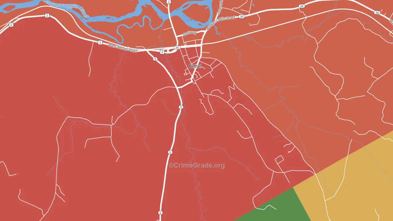 Mayville, ME Map of Assault Rates