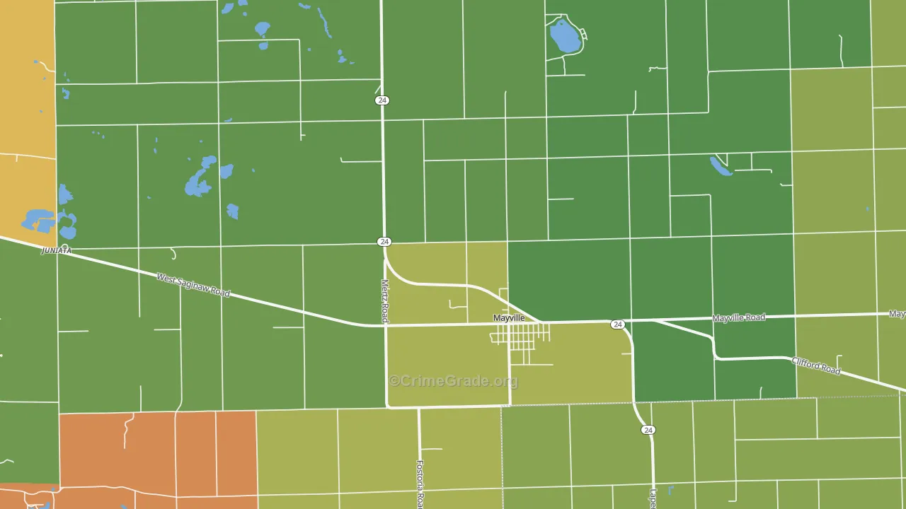 Mayville, MI Map of Assault Rates