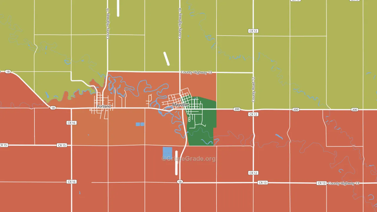 Mayville, ND Map of Assault Rates