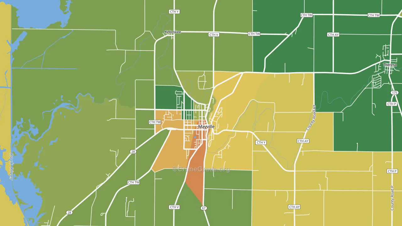 Mayville, WI Map of Assault Rates