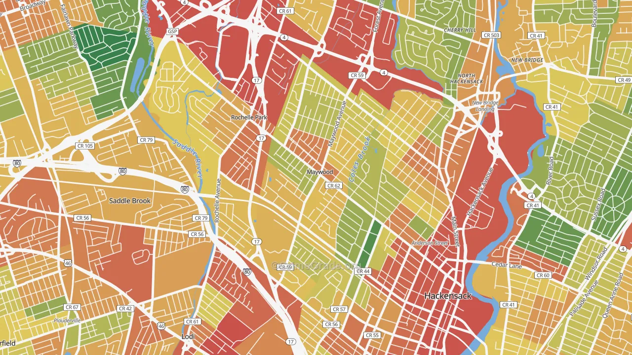 Maywood, NJ Map of Assault Rates