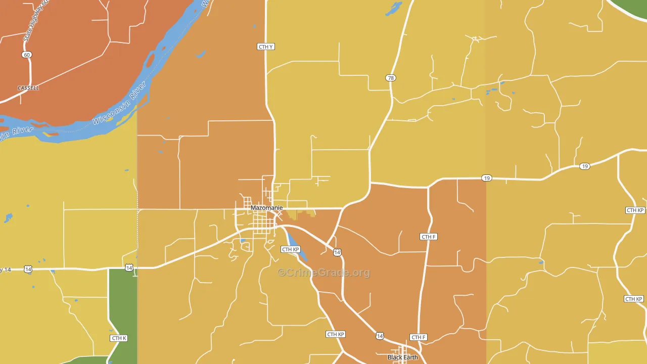 Mazomanie, WI Map of Assault Rates