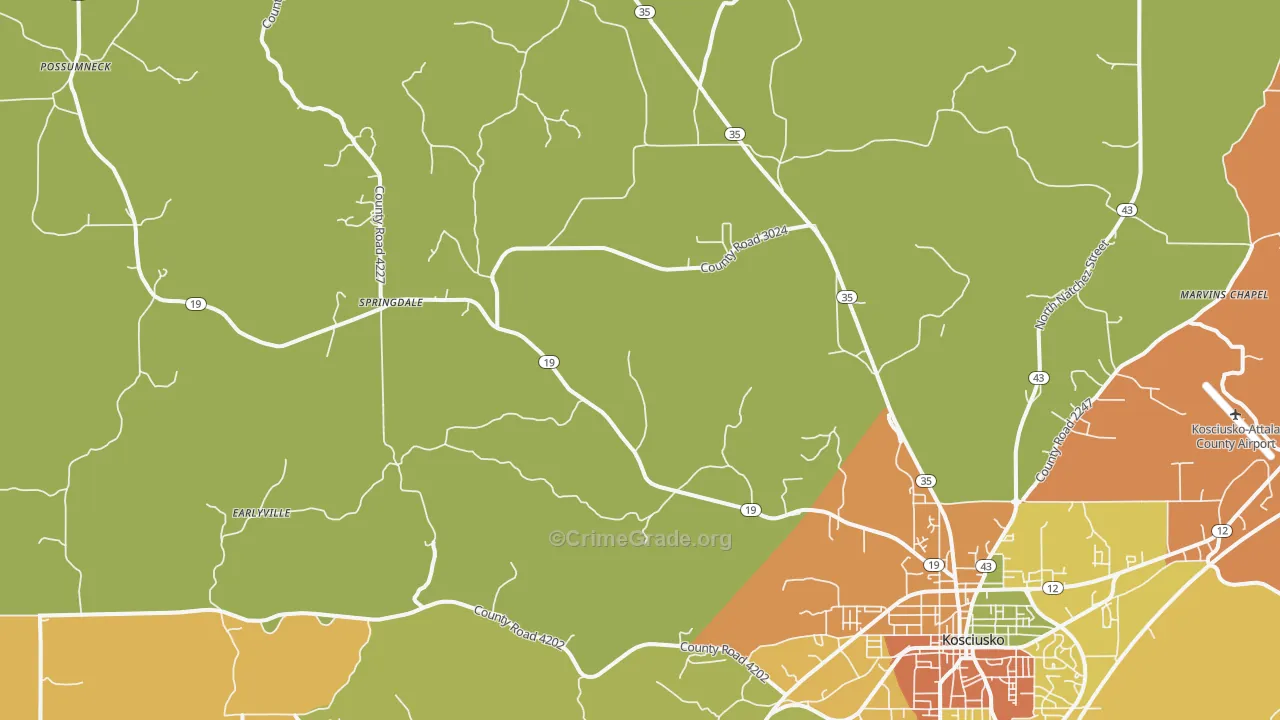 Mc Adams, MS Map of Assault Rates