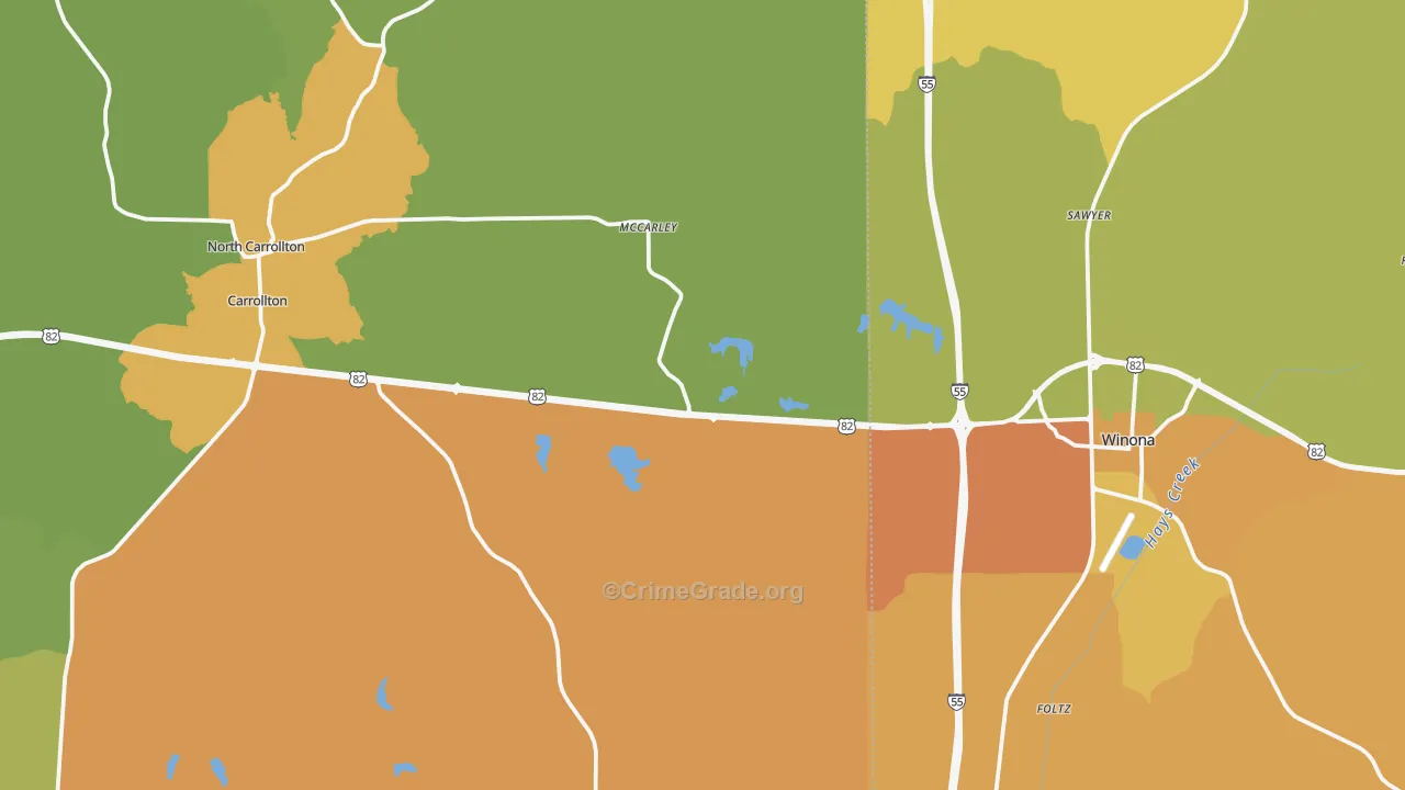Mc Carley, MS Map of Assault Rates