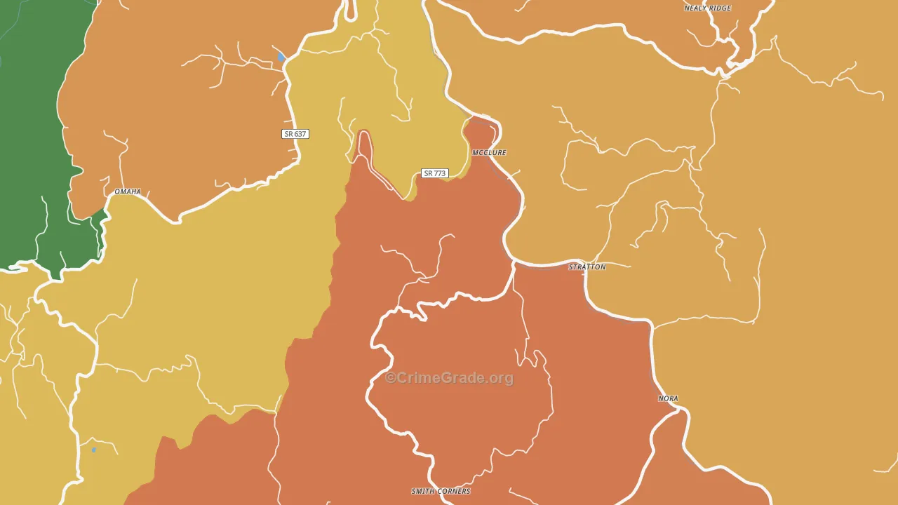 Mc Clure, VA Map of Assault Rates