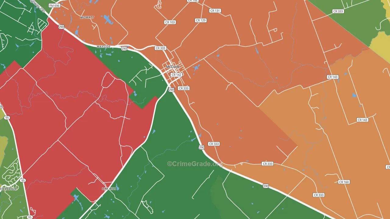 Mc Dade, TX Map of Assault Rates