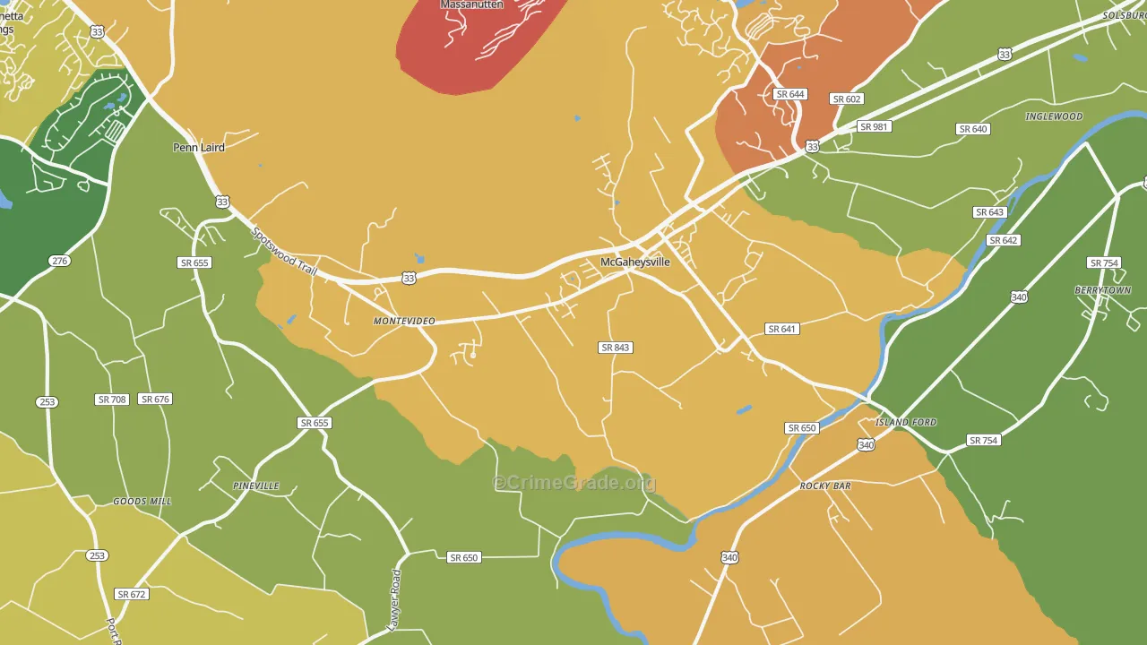 Mc Gaheysville, VA Map of Assault Rates