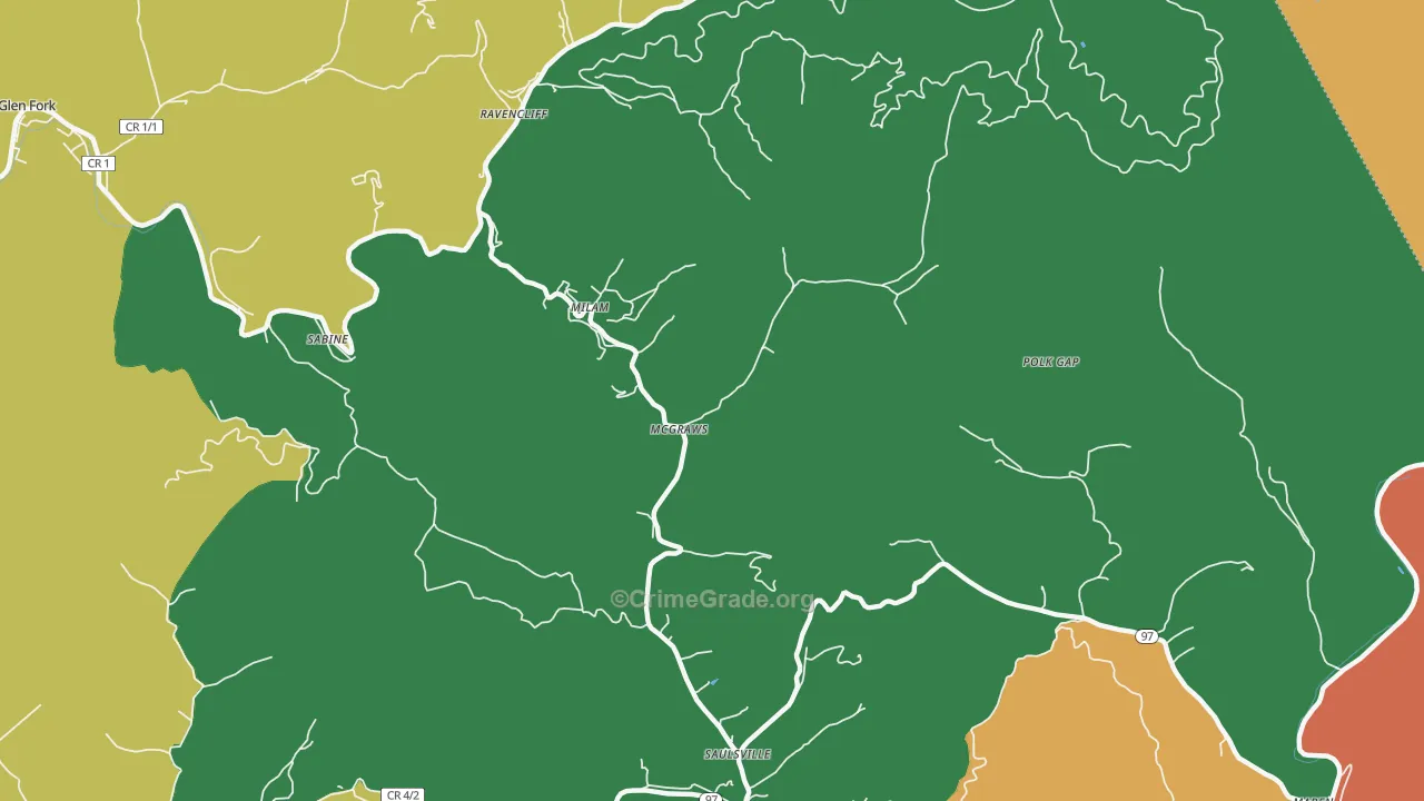 Mc Graws, WV Map of Assault Rates